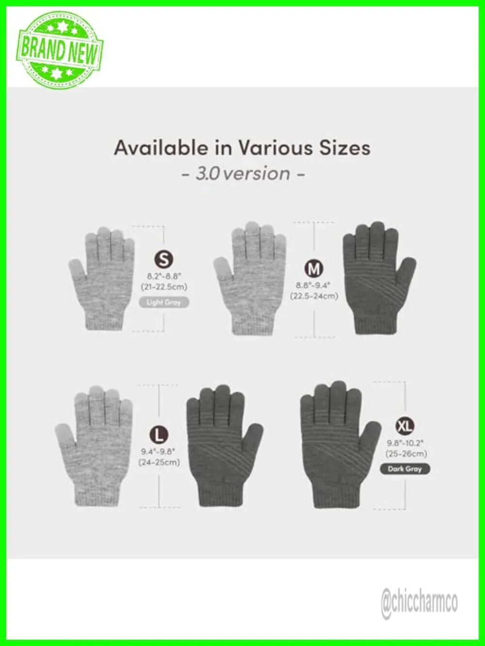 Winter Touchscreen Gloves, Warm Knit Gloves with GripTrak Pattern, S/M/L/XL